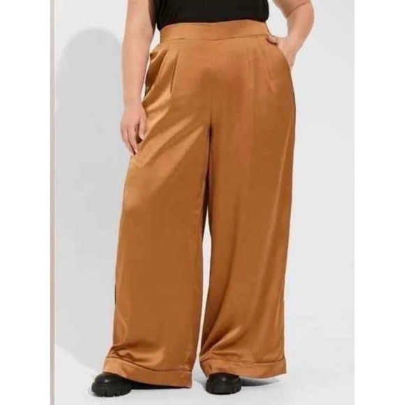 torrid Pants - Torrid 5 Gold Copper Streaky Satin High Rise Wide Leg Pants 5 Tall‎ 5x 28 NWT